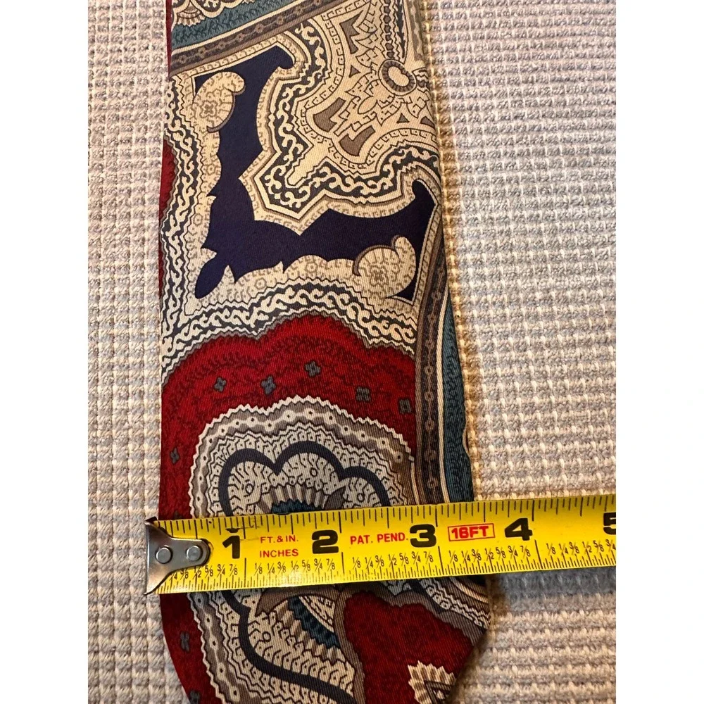 XMI for Nordstrom Mens Silk Tie Hand Sewn Burgundy Navy Large Paisley Print‎